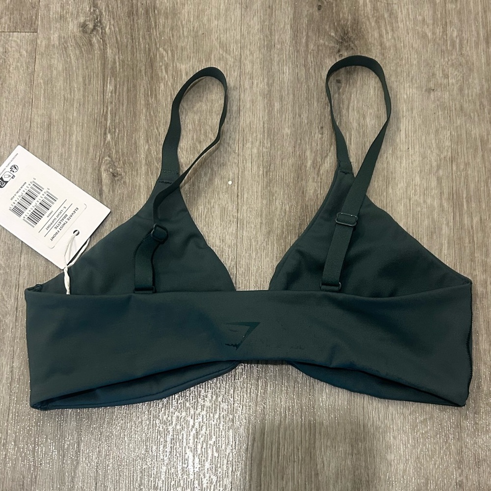 NWT (S) Gymshark Elevate Twist Front Bralette - Fog Green Triangle sports bra - Picture 3 of 4